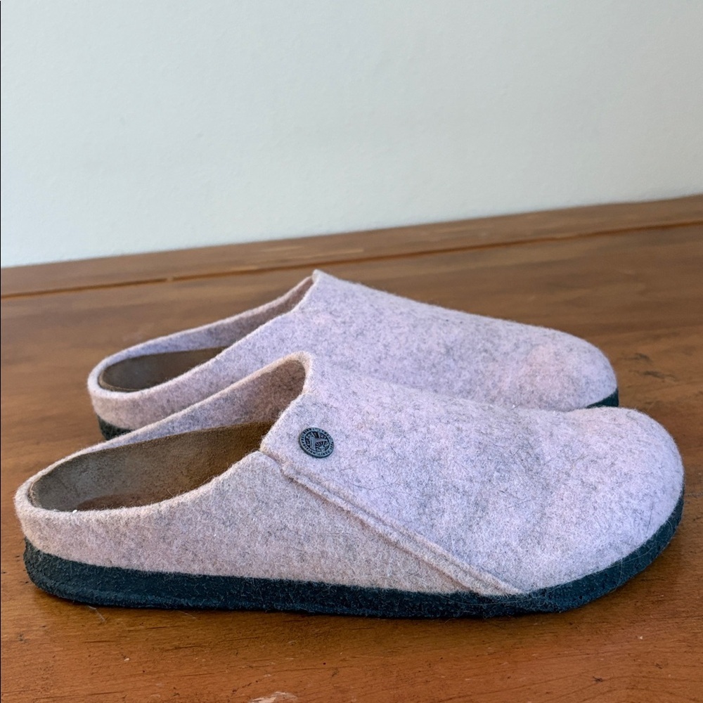 Birkenstock Zermatt Shearling Light Pink Wool Felt Clogs Size 41 - Picture 5 of 16
